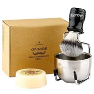 🪒 anbbas 4in1 vegan style synthetic badger hair shaving brush set: ultimate men's close shave kit with stainless steel stand, milk shaving soap, and bowl logo