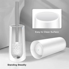 img 2 attached to 🚽 Premium Toilet Brush and Holder Set: Durable Stainless Steel Handle, Hidden Scrubber, and Effective Bristles for Efficient Toilet Cleaning