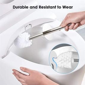 img 1 attached to 🚽 Premium Toilet Brush and Holder Set: Durable Stainless Steel Handle, Hidden Scrubber, and Effective Bristles for Efficient Toilet Cleaning