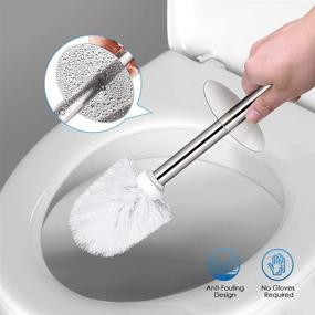 img 3 attached to 🚽 Premium Toilet Brush and Holder Set: Durable Stainless Steel Handle, Hidden Scrubber, and Effective Bristles for Efficient Toilet Cleaning