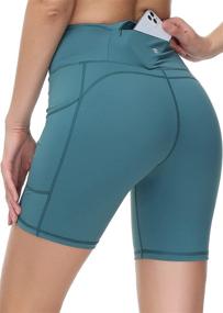 img 4 attached to 🩲 Eyesoul Women's 7-Inch Biker Running Shorts: High Waist Yoga Shorts with 4 Pockets and Zipper