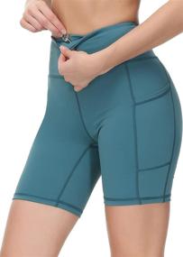 img 2 attached to 🩲 Eyesoul Women's 7-Inch Biker Running Shorts: High Waist Yoga Shorts with 4 Pockets and Zipper