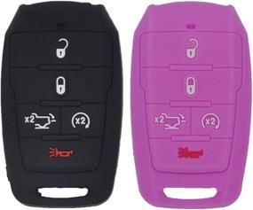 img 4 attached to 🔑 2 Pack WEIBISS 5 Button Silicone Rubber Smart Key Cover Case Shell Fob Holder Bag Keyless Protector for Dodge Ram 1500 Pickup 68291690AB/AC/AD (2019-2021), Black Purple