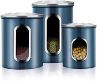 🔵 stylish and practical 3-piece window kitchen canister set with fingerprint-resistant blue lids логотип