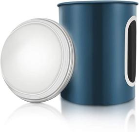 img 3 attached to 🔵 Stylish and Practical 3-Piece Window Kitchen Canister Set with Fingerprint-Resistant Blue Lids