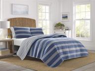 🛏️ nautica saltmarsh collection quilt set - 100% cotton, reversible, all season bedding with matching shams, pre-washed for extra softness, queen size, blue logo