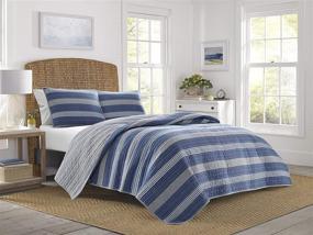 img 4 attached to 🛏️ Nautica Saltmarsh Collection Quilt Set - 100% Cotton, Reversible, All Season Bedding with Matching Shams, Pre-Washed for Extra Softness, Queen Size, Blue