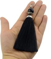 📚 set of 10, 4.5 inch handmade black silky floss bookmark tassel pendants with lobster clasps - ideal for diy crafts, jewelry making, and women's earrings (s) logo