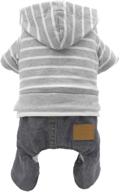 🐶 denim stripe jumpsuit dog clothes: adorable pet jeans coat for small to medium dogs - machine washable, hoodies apparels логотип