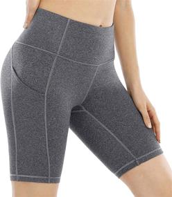 img 1 attached to 🩲 Heathyoga Biker Shorts for Women: High Waist, Pockets, Perfect for Yoga, Running & Workouts