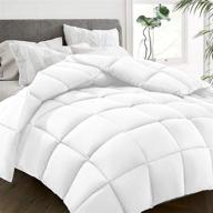 🛏️ hyleory all-season queen size bed comforter - cooling goose down alternative quilted duvet insert with corner tabs - winter warmth - machine washable - white logo