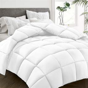 img 4 attached to 🛏️ HYLEORY All-Season Queen Size Bed Comforter - Cooling Goose Down Alternative Quilted Duvet Insert with Corner Tabs - Winter Warmth - Machine Washable - White