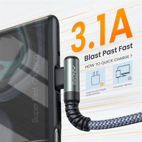 img 2 attached to 🔌 AINOPE 2-Pack USB C Cord 3.1A Fast Charge - Durable Nylon Braided Right Angle USB to USB C Cable - Compatible with Galaxy S20 S10 S9 S8 Plus,V30,V20,G6 - 3.3FT+3.3FT Length