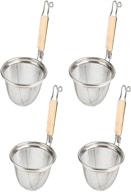 lawei set of 4 mesh spider strainers with wooden handle - 6-inch stainless steel micro-perforated pasta baskets logo