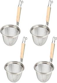 img 4 attached to Lawei Set of 4 Mesh Spider Strainers with Wooden Handle - 6-inch Stainless Steel Micro-perforated Pasta Baskets