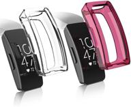 📱 eweca protector case for fitbit inspire or inspire hr - tpu soft bumper shell, 2-pack - clear+sangria logo