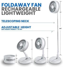 img 4 attached to Foldaway Rechargeable Fan - Ultra Portable Lightweight Compact Fan - Adjustable Height 4”-40” - 3 Speed Modes - Long-Lasting 10 Hour Battery Life - Ideal for Office & Bedroom Use - Whisper Quiet - As Seen on TV