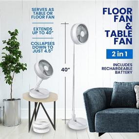 img 3 attached to Foldaway Rechargeable Fan - Ultra Portable Lightweight Compact Fan - Adjustable Height 4”-40” - 3 Speed Modes - Long-Lasting 10 Hour Battery Life - Ideal for Office & Bedroom Use - Whisper Quiet - As Seen on TV