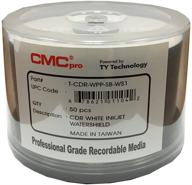 📀 cmc pro ty technology watershield glossy white inkjet hub 48x 80 minute/700mb cd-rs - 50 disc cake box spindle logo