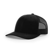 🧢 richardson 112 trucker snapback baseball cap, solid black, unisex, one size fits most логотип