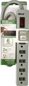 img 1 attached to 💡 Woods 041450 6-Outlet Surge Protector: 2-Foot Cord, 250 Joules of Protection