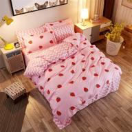 lamejor king size duvet cover set - sweet reversible bedding set with strawberry/chevron pattern, comforter cover (1 duvet cover + 2 pillowcases) in pink logo