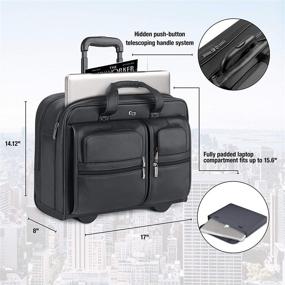 img 3 attached to 👜 Solo New York Franklin Rolling Leather Laptop Bag for 15.6" Devices - Stylish Black Design