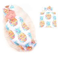 🍍 linfon newborn baby sleep print swaddle blanket & bow headband value set - pineapple design logo