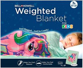 img 3 attached to 🦄 Discover the Ultimate Kids Weighted Blanket by Bell + Howell: 7lb Ultra Soft and Breathable Unicorn Blanket with Glass Beads for Calming and Sleeping - 48x36 inches