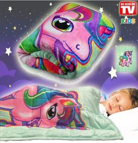 img 4 attached to 🦄 Discover the Ultimate Kids Weighted Blanket by Bell + Howell: 7lb Ultra Soft and Breathable Unicorn Blanket with Glass Beads for Calming and Sleeping - 48x36 inches