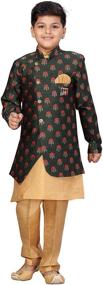 img 4 attached to 👕 Stylish Ethnic Silk Kurta Pant and Indo Set for Boys 468 - AHHAAAA Kids Fashion