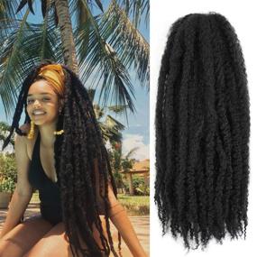 img 4 attached to 💆 AMELI 6 Packs Marley Braiding Hair: 24 inch Synthetic Fiber Afro Kinky Hair Extensions (1B)