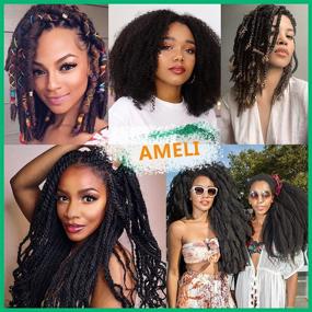 img 1 attached to 💆 AMELI 6 Packs Marley Braiding Hair: 24 inch Synthetic Fiber Afro Kinky Hair Extensions (1B)