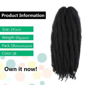 img 3 attached to 💆 AMELI 6 Packs Marley Braiding Hair: 24 inch Synthetic Fiber Afro Kinky Hair Extensions (1B)