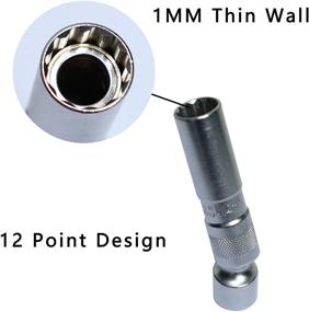 img 3 attached to 🔧 Universal Joint 3/8-Inch Drive Swivel Socket Removal Tool 12pt 96L (16mm) – Thin Wall Spark Plug Socket for BMW