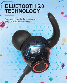 img 2 attached to Беспроводные Bluetooth-наушники TECNO с микрофоном, 38-часовое время проигрывания на петле Bluetooth гарнитуры, 🎧 Беспроводные Bluetooth наушники для бега, Bluetooth 5.0 наушники с магнитным замыканием - B1