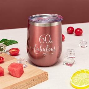 img 3 attached to 🥂 Crisky Rose Gold 60 &amp; Fabulous Wine Tumbler for Women - Perfect 60th Birthday Gift Idea for Wife, Mom, Sister, Aunt, Friends, Coworker Her - Vacuum Insulated Coffee Cup, 12oz with Box, Lid, and Straw