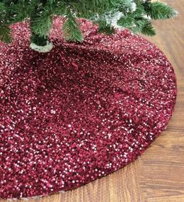 img 4 attached to 🎄 AOGU 48 Inch Wine Red Sequin Christmas Tree Skirt: Double Layers Xmas Tree Mat for Festive Halloween and Fall Decorations