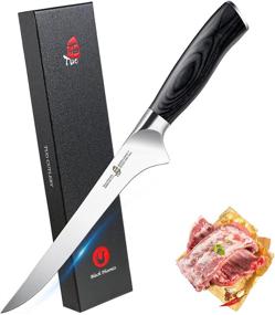 img 4 attached to Flexible Kitchen Boning Fillet Knife - 7-inch Razor Sharp Butcher Knife for TUO, 🔪 Comfortable Full Tang Handle, German High Carbon Stainless Steel, Black Phoenix Series with Gift Box