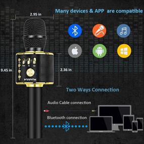 img 1 attached to 🎤 BONAOK Беспроводной микрофон для караоке с Bluetooth: портативный динамик для детей и взрослых - вечеринка дома на день рождения (черно-золотой)