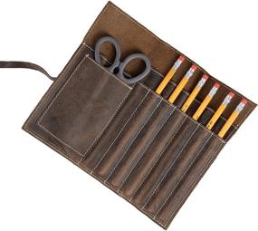 img 4 attached to 🖊️ KomalC Leather Pen Case Pencil Holder - Ideal Stationery Pouch for Students and Artists