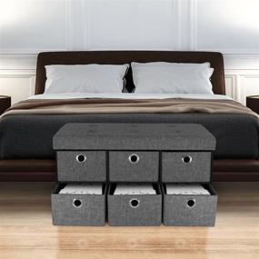 img 3 attached to 🪑 Sorbus Storage Bench Chest with Drawers – Collapsible Folding Ottoman Bench w/ Cover – Ideal for Entryway, Bedroom, Cubby Drawer Footstool, Hope Chest – Faux Linen (Gray)