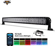 🚗 auxbeam 42 inch rgb led light bar: curved multi-color off road driving light, 5d v series, 240w spot flood combo beam logo