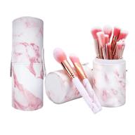 💄 15 piece stylish marble makeup brushes with holder pot - nevsetpo girls full face makeup kits for foundation, powder, blush, eyeshadow, concealer, lip logo