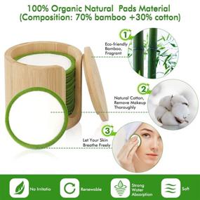 img 1 attached to 🌿 Organic Bamboo Cotton Reusable Makeup Remover Pads - 16 Pack, Washable & Eco Friendly with Storage Jar, Laundry Bag - Perfect for Facial Cleansing, Lip Mascara, Eye Shadow, Lipstick & Foundation Removal - Includes Reusable Cotton Rounds