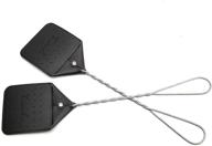 🪰 n/c rustic leather fly swatter – 17.3 inch heavy duty flyswatter – sturdy metal handle (2, black) logo