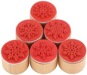 img 2 attached to Set of 6 DECORA Snowflake Floral Wooden Rubber Stamps | Ideal for Card Making, Scrapbooking, and Crafts