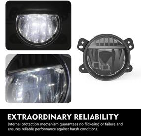 img 2 attached to 🚘 High-Performance FieryRed LED Fog Lights for Jeep Wrangler JL 2018-2020 | OE Style, Cree LED Bulbs Included