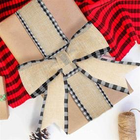 img 1 attached to 🎁 Creproly 2 Rolls Burlap Wired Ribbon: Buffalo Plaid Craft Ribbons for Christmas Decoration & Gift Wrapping - Black Plaid Design, Checkered Edge