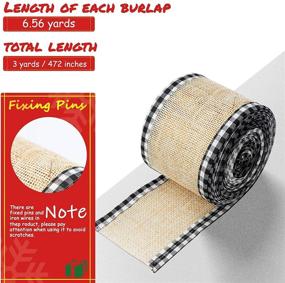 img 3 attached to 🎁 Creproly 2 Rolls Burlap Wired Ribbon: Buffalo Plaid Craft Ribbons for Christmas Decoration & Gift Wrapping - Black Plaid Design, Checkered Edge